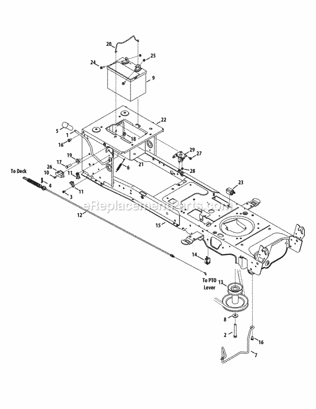 Frame, Electrical And Pto Diagram and Parts List for LTX1040 (13AX90AS056, 13WX90AS009, 13WX90AS010, 13WX90) (2014) Cub Cadet Lawn Tractor